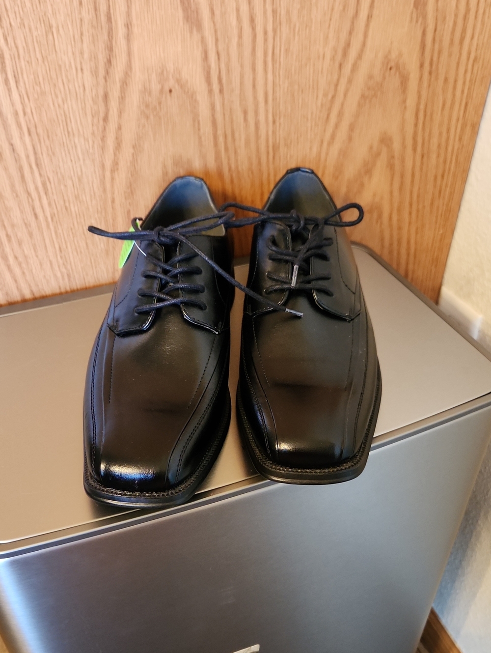 jf j.ferrar Men's Black Leather Lace-Up Derby Shoes